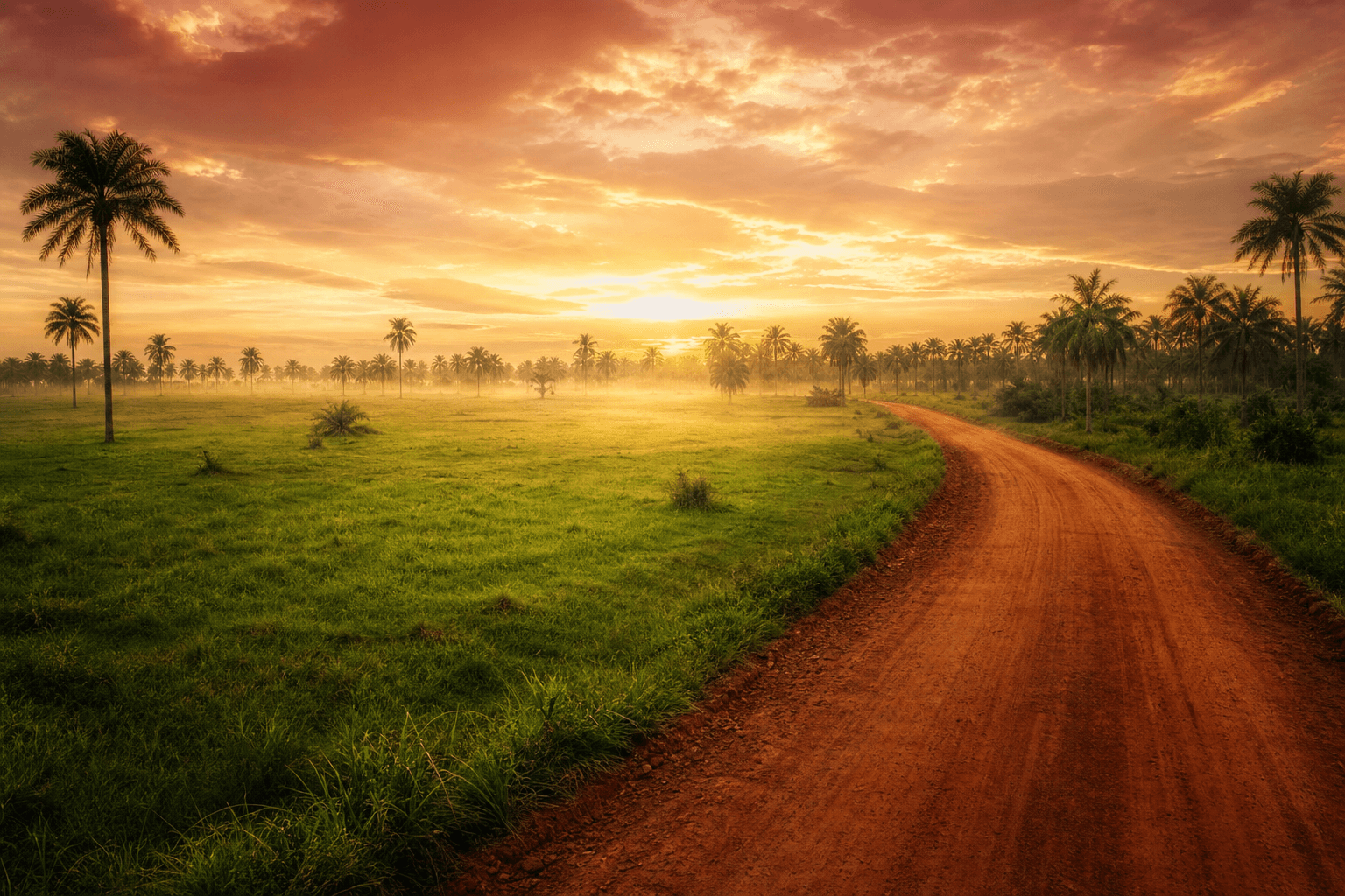 Lush green land at golden hour in Rivers State
